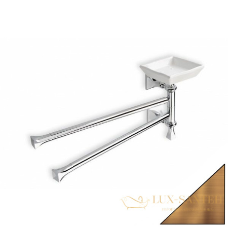 полотенцедержатель двойной stil haus prisma pr18(25-bi) поворотный + керамическая мыльница, бронза-белая керамика
