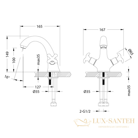 смеситель для умывальника lemark flora lm0106c монолитный, хром