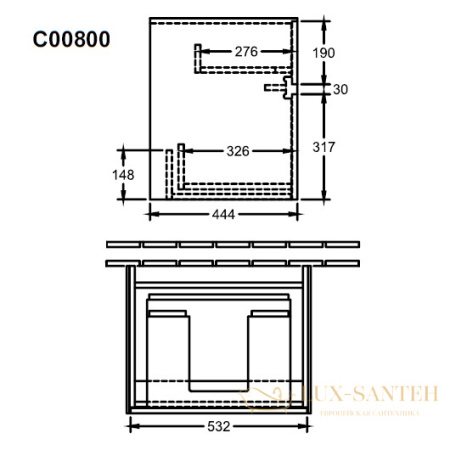 тумба под раковину villeroy & boch collaro c00800vk 600х470 мм, бежевый