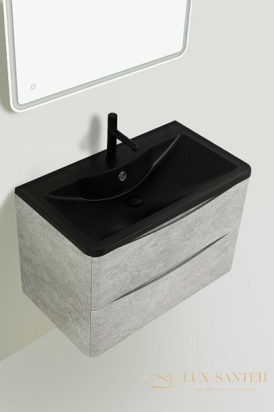 раковина belbagno bb800/455-lv-art-alr-nero 80 см, черный матовый