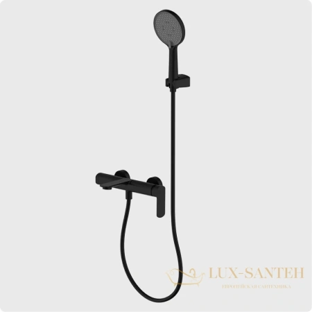 смеситель для ванны aquame monza aqm6312mb, с душевым набором, черный матовый