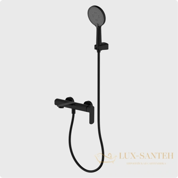 смеситель для ванны aquame monza aqm6312mb, с душевым набором, черный матовый