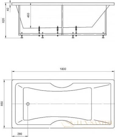 акриловая ванна aquatek феникс 180x85 fen180-0000069 с фронтальным экраном (слив слева)