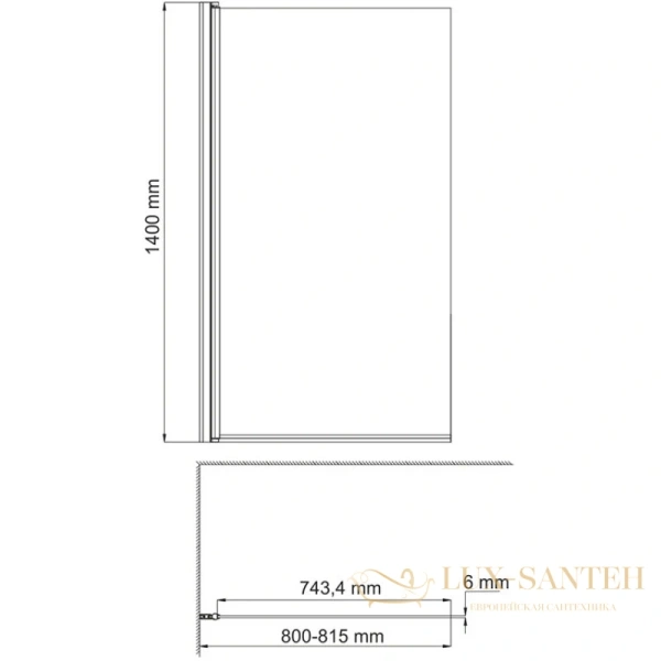 шторка wasserkraft berkel 48p01-80l matt glass для ванны 80 см 