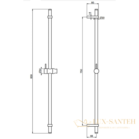 душевая штанга fima carlo frattini sliding rail f2150/1bs, белый матовый