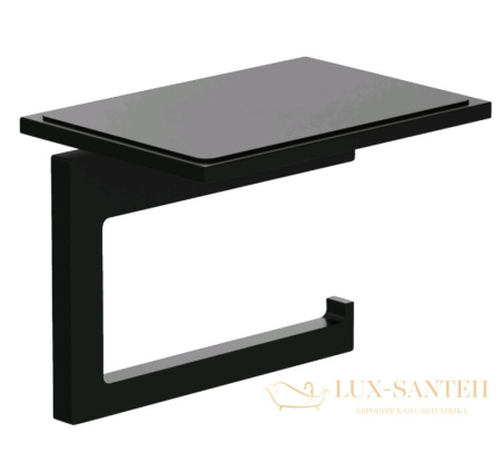 держатель для туалетной бумаги с полкой для телефона  kludi vela c, 3197139, черный матовый