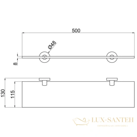 полка стеклянная allen brau priority 6.31013-bn 50 см, никель