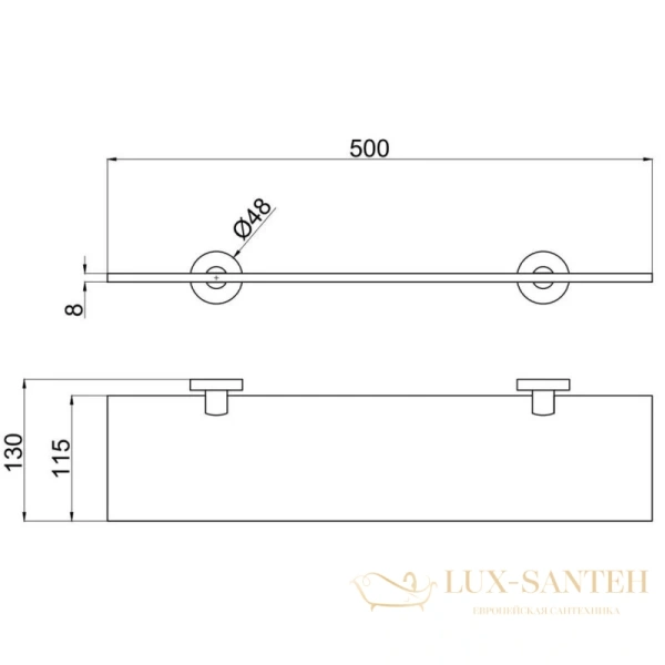 полка стеклянная allen brau priority 6.31013-bn 50 см, никель