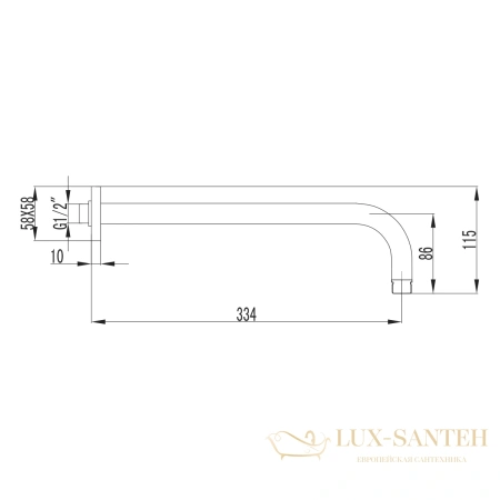 держатель верхнего душа настенный 334 мм, lemark lm3787mw, белый матовый
