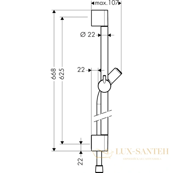 штанга для душа 60 см hansgrohe croma 100 27611000
