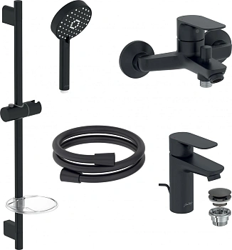 комплект смесителей для ванны jacob delafon oscar e29847ru-bl матовый черный