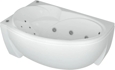 акриловая ванна aquatek бетта 170х97 bet170-0000010 левая, с гидромассажем standard (пневмоуправление), с фронтальным экраном+спинной массаж 6 форсуно
