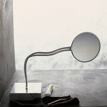 зеркало agape fusilli, aspe012p, двухстороннее отдельностоящее d21 см, круглое, настольное, , цвет хром