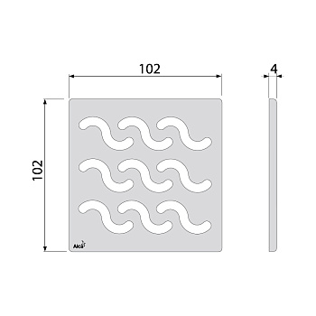 дизайновая решетка alcaplast 102 × 102 × 5 латунь – хром дизайн 2 mpv002