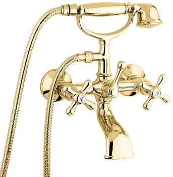 смеситель с ручным душем emmevi deco classic 12011/or для ванной, золото
