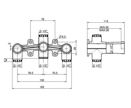 fima|carlo frattini switch встраиваемая часть термостатического смесителя с полкой на 2 положения, f2303