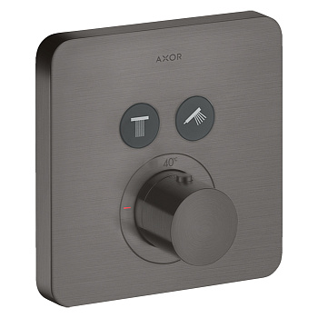 axor showers, 36707340,elect, встраиваемый термостат для душа, 2 потреб, (внешняя часть), цвет шлифованный черный хром