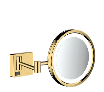 зеркало для бритья косметическое, с led подсветкой hansgrohe addstoris 41790990 полированное золото