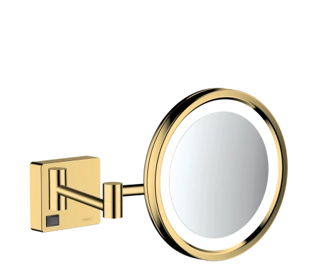 зеркало для бритья косметическое, с led подсветкой hansgrohe addstoris 41790990 полированное золото