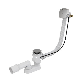 alcaplast сифон для ванны с напуском воды через перелив пластик/металл длина 80 см a564crm1-80