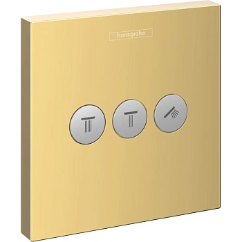 запорный/переключающий вентиль на 3 потребителя hansgrohe select 15764990 полированное золото