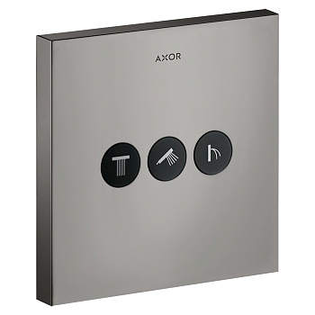 axor showers, 36717330,elect, встраиваемый модуль с 3 запорными клапанами (внешняя часть), цвет полированный черный хром