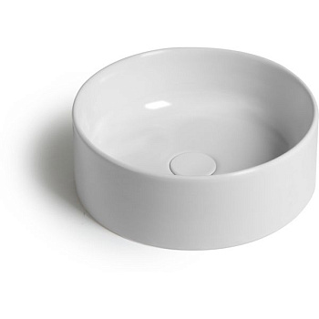 раковина круглая white ceramic slim w0147fm накладная ø40x13 см, серый матовый