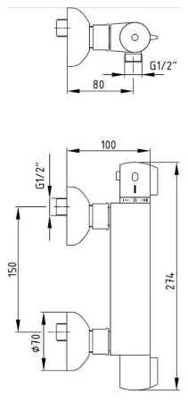 термостатический смеситель для душа e.c.a. thermostatic, 102102341ex, цвет хром