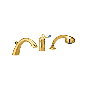 nicolazzi signal, 3414go20, встраеваемый смеситель на борт ванны на 3 отверстия, однорычажный, с переключателем для душа, цвет золото