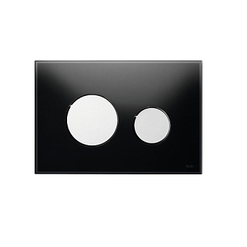 стеклянная панель смыва tece teceloop 9240656, черное стекло/клавиши хром глянцевый
