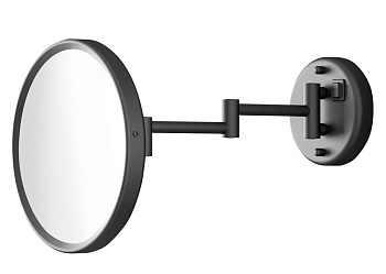 зеркало косметическое gedy sarah 2100(14) настенное круглое (3x) с led подсветкой, черный матовый