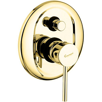 встраиваемый однорычажный смеситель emmevi piper 45019/or для душа на 2 выхода с кнопочным дивертером, золото