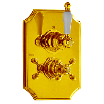 cisal arcana toscana, ts00728024, внешняя часть термостатического смесителя с переключателем, цвет золото х белый