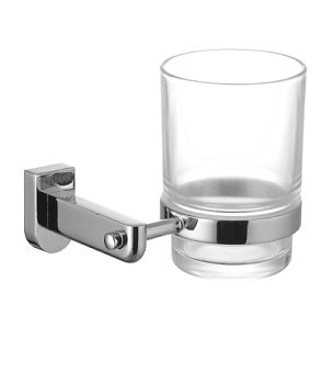 стакан стеклянный для зубных щеток  lemark омега, с настенным держателем, lm3136c, хром