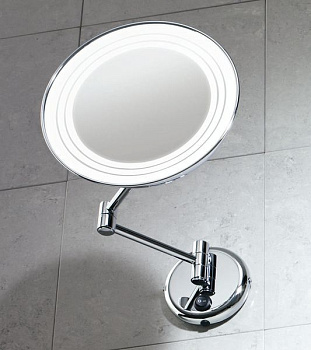 зеркало gedy gerard, 2116(13), настенное круглое косметическое (2x) с led подсветкой (прямое подключение), цвет хром