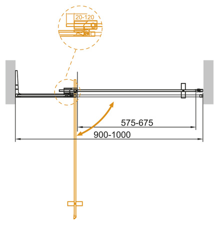 душевая дверь cezares slider slider-b-1-90/100-grigio-cr 100 см профиль хром, стекло серое