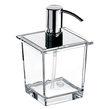 дозатор для жидкого мыла emco liaison, 1821 001 06, подвесной на рейлинг, стекло прозрачное, цвет хром