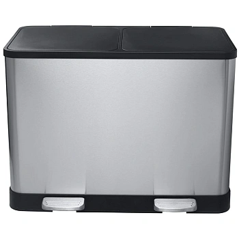 контейнер для сортировки мусора 2×20л bemeta home 104315272, нержавеющая сталь/черный