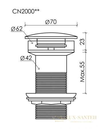 донный клапан ceramica nova cn2000mdh, темный антрацит матовый