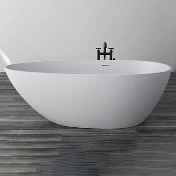 ванна отдельностоящая 180х88х60 см, knief grace, 0600-700-01, из материала stone, с щелевым переливом, белый матовый