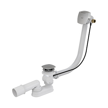 alcaplast сифон для ванны с напуском воды через перелив пластик/металл a564crm2-80