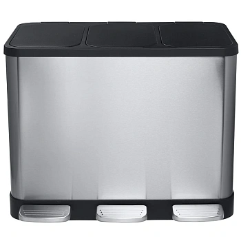контейнер для сортировки мусора 3×14л bemeta home 104315262, нержавеющая сталь/черный