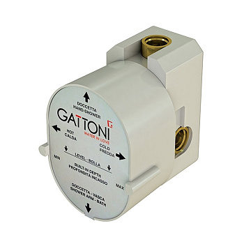 gattoni gbox универсальная монтажная коробка под встраиваемый смеситель для душа с 2-мя выходами, sc0550000cr, входы 1 х 2", цвет хром