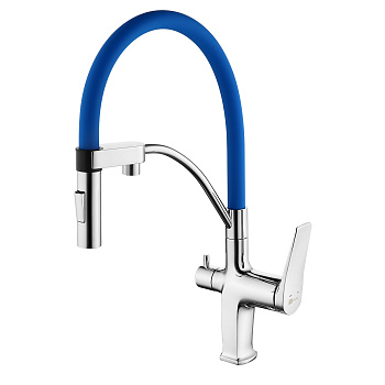 смеситель lemark comfort lm3074c-blue для кухни, с гибким изливом, с подключ. к фильтру питьевой вод