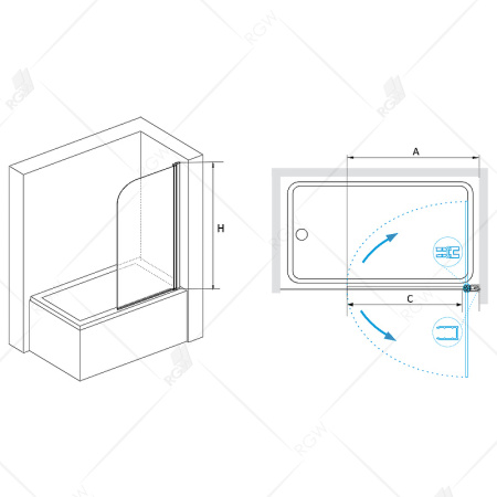 шторка rgw screens 411110906-11 на ванну sc-109 60х150, профиль хром, стекло прозрачное
