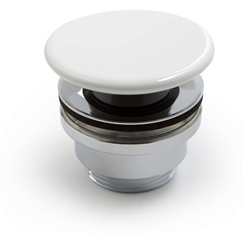 донный клапан click-clack white ceramic mew060901 с керамической накладкой, белый глянцевый