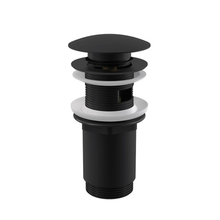 alcaplast донный клапан сифона для умывальника click/clack 5/4, цельнометаллический с переливом и большой черной заглушкой a392black