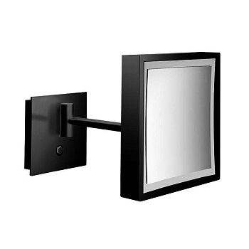 зеркало emco pure, 1094 133 09, косметическое, led, 203x203мм, одинарный, 3x кратное увеличение, подвесной, цвет черный