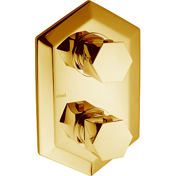 cisal cherie, ce00930024, внешняя часть встраиваемого термостатического смесителя для душа, цвет золото